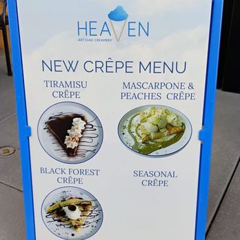 Heaven Creamery - Crepe Menu 10-22-2024 - Ice Cream & Frozen Yogurt Near Me - Centennial, Colorado