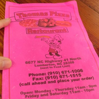 Thomas' Pizza & Subs - Menu pg. 1 - Pizza Near Me - Lumberton, North Carolina Thomas' Pizza & Subs - Menu pg. 1 - Pizza Near Me - Lumberton, North Carolina