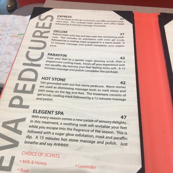 EVA Nails & Spa - I noticed that someone posted the prices but there was no description so here's the description of some of their packages - Nail Salons Near Me - Arlington, Texas