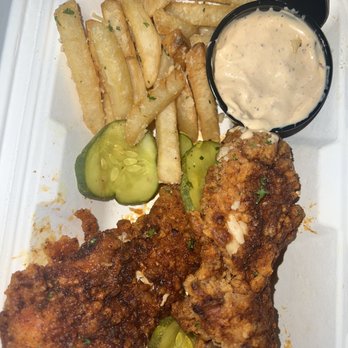 Crazy Good Kitchen - Spicy tenders, Parmesan Truffle Fries, and chipotle mayo sauce - American Near Me - Boston, Massachusetts