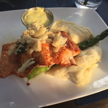 Ray's On the River - Salmon Oscar - comes with mashed potatoes and asparagus - Seafood Near Me - Sandy Springs, Georgia