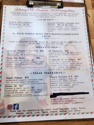 Menu photo 2 Johnny OX Pizzeria Fort Wayne, IN Menu photo 2 Johnny OX Pizzeria Fort Wayne, IN
