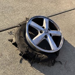 The rim and tire that I pulled of by myself The rim and tire that I pulled of by myself