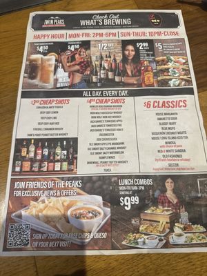 Menu photo 1 Twin Peaks Orlando, FL
