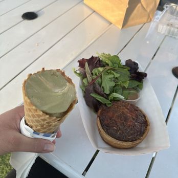 Parfait Paris - Quiche Lorraine, side salad with delicious dressing, pistachio, blossom, flower gelato - Creperies Near Me - Anaheim, California Parfait Paris - Quiche Lorraine, side salad with delicious dressing, pistachio, blossom, flower gelato - Creperies Near Me - Anaheim, California