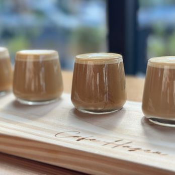 Café Hagen - Latte flight with oat milk - Cafes Near Me - Seattle, Washington