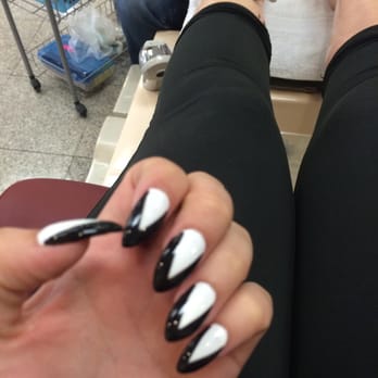 Joy Nails & Spa - Amazing black and white stiletto nails by Thu! Never have I received so many compliments on my nails until now! - Nail Salons Near Me - Oceanside, California