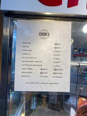 Menu photo 5 Chun's Meat Market Honolulu, HI