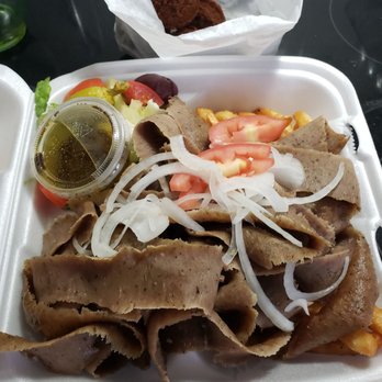 Sinbad's Grill - Falafel and gyro platter.  Falafel is a little over fried but it is still good. - Mediterranean Near Me - Milwaukee, Wisconsin