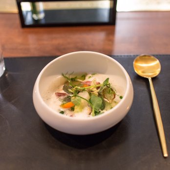 Pineapple & Pearls - Split pea consommé - New American Near Me - Washington, DC, District of Columbia