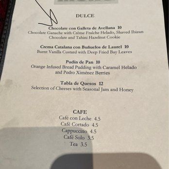 Casa Mono - Dessert menu with item reviewed - Spanish Near Me - New York, New York Casa Mono - Dessert menu with item reviewed - Spanish Near Me - New York, New York