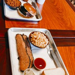 Maybells BBQ - Brisket Sandwich with brisket Brisket Baked Beans Brisket 1 Meat Plate with sweet corn