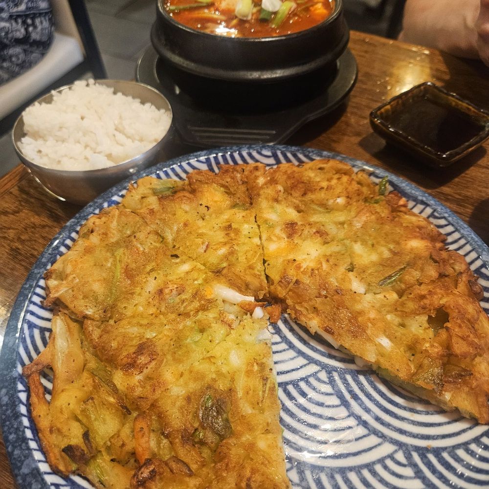 Bam Bam Kitchen - Seafood pancakes with beef tofu soup - Korean Near Me - Ardmore, Pennsylvania