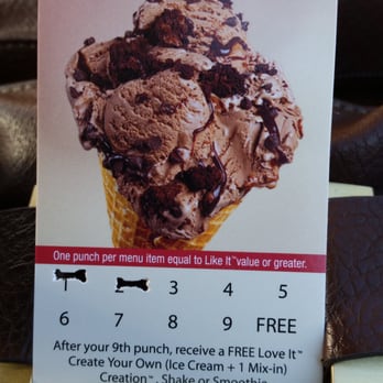 Cold Stone Creamery - Rewards punchcard - Ice Cream & Frozen Yogurt Near Me - Cerritos, California