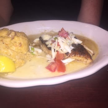 Pappadeaux Seafood Kitchen - Blackened Mahi Mahi with cheesy andouille grits - Seafood Near Me - Beaumont, Texas Pappadeaux Seafood Kitchen - Blackened Mahi Mahi with cheesy andouille grits - Seafood Near Me - Beaumont, Texas