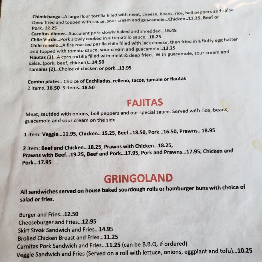La Playa - Dinner plates menu and "gringoland" options lol - Mexican Near Me - Pacifica, California La Playa - Dinner plates menu and "gringoland" options lol - Mexican Near Me - Pacifica, California