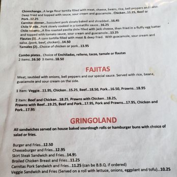 La Playa - Dinner plates menu and "gringoland" options lol - Mexican Near Me - Pacifica, California