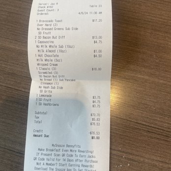 Snooze, an A.M. Eatery - Bill for 1 adults and 2 kids... The amount would be fine if the food was good - Breakfast & Brunch Near Me - Houston, Texas Snooze, an A.M. Eatery - Bill for 1 adults and 2 kids... The amount would be fine if the food was good - Breakfast & Brunch Near Me - Houston, Texas