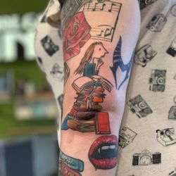 Algood Ink Tattoo - Matilda, Maleficent, and a vampire mouth.
