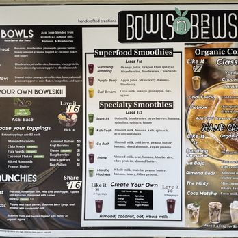 Bowls N Brews - Menu - Juice Bars & Smoothies Near Me - Santee, California Bowls N Brews - Menu - Juice Bars & Smoothies Near Me - Santee, California