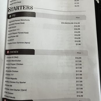 The Biryani Walla - a menu for soups and starters - Indian Near Me - Nepean, Ontario