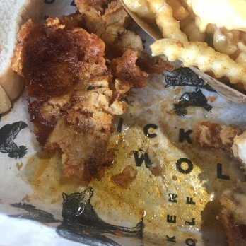 Chicken and the Wolf - Super super greasy breading. I'm thinking the oil temperature isn't high enough for frying. - Chicken Wings Near Me - Tulsa, Oklahoma