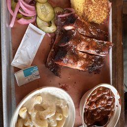Ribs Mac-n-cheese beans Ribs Mac-n-cheese beans