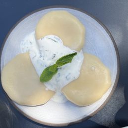 Kvari with mint yogurt