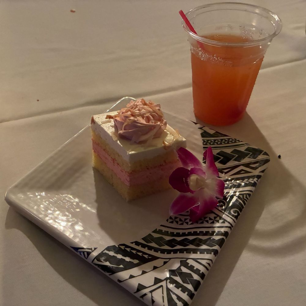 Hale Koa Luau - Chiffon cake with strawberry filling - Performing Arts Near Me - Honolulu, Hawaii