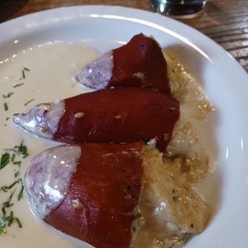 Leku Ona - Cod stuffed Piquillo peppers with Bechamel sauce - Basque Near Me - Boise, Idaho Leku Ona - Cod stuffed Piquillo peppers with Bechamel sauce - Basque Near Me - Boise, Idaho