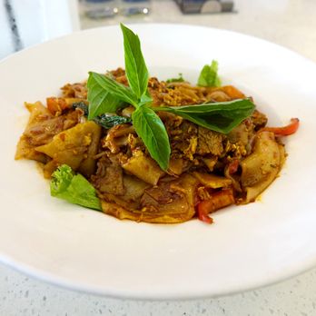 Asian Mint - Today's Beef Pad Kee Mow.  They got it really hot (spicy) for a change!  :-) - Asian Fusion Near Me - Dallas, Texas
