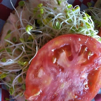 Bogart's Cafe - Bagel works - sprouts, tomato, capers with spinach bagel and tomato spread - Breakfast & Brunch Near Me - Honolulu, Hawaii