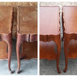 Kuebler Furniture Works - Water damaged the finish beyond repair and disappeared completely after restoration.