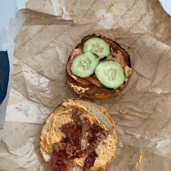 Noah's NY Bagels - This is supposed to be my jalapeño bagel with jalapeño cream cheese, bacon, tomato, & cucumber. - Bagels Near Me - Pinole, California Noah's NY Bagels - This is supposed to be my jalapeño bagel with jalapeño cream cheese, bacon, tomato, & cucumber. - Bagels Near Me - Pinole, California