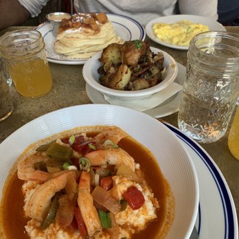 Sweet Chick - Shrimp & grits, breakfast potatoes, pancakes with a side of eggs - Southern Near Me - New York, New York Sweet Chick - Shrimp & grits, breakfast potatoes, pancakes with a side of eggs - Southern Near Me - New York, New York