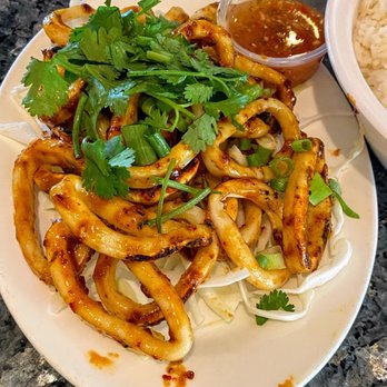 Tony Thai Restaurant - Grilled Squid. Smokey with a nice texture. Too sweet, though. - Thai Near Me - Houston, Texas Tony Thai Restaurant - Grilled Squid. Smokey with a nice texture. Too sweet, though. - Thai Near Me - Houston, Texas
