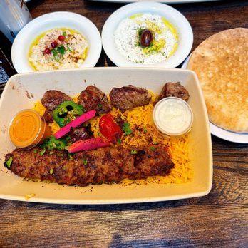 Mazra - Two Double Kebab Plate with lamb and kofte - Mediterranean Near Me - San Bruno, California