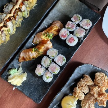 Moon Tree Sushi And Tapas - Las Vegas Roll, Seared Same, 2 Negi Hama Rolls, & Chicken Karaage - Sushi Bars Near Me - Seattle, Washington