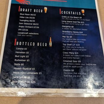 Crazy Crab - Beer/Cocktail Menu - Cajun/Creole Near Me - Fairfax, Virginia Crazy Crab - Beer/Cocktail Menu - Cajun/Creole Near Me - Fairfax, Virginia