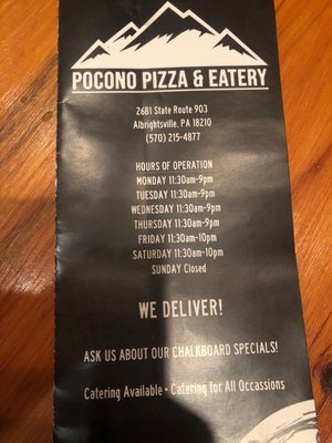 Menu photo 1 pocono pizza and eatery Albrightsville, PA Menu photo 1 pocono pizza and eatery Albrightsville, PA