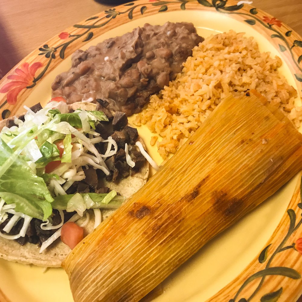 Lengua taco and melt-in-your-mouth pork tamale