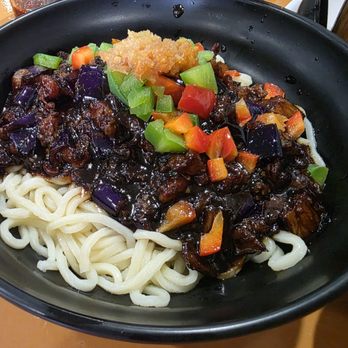 Asian Dumpling Yard - Eggplant minced pork noodles (dry) with sauce - Dim Sum Near Me - Houston, Texas