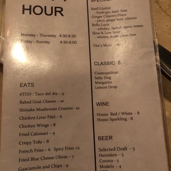 Mua - Happy hour menu - Bars Near Me - Oakland, California