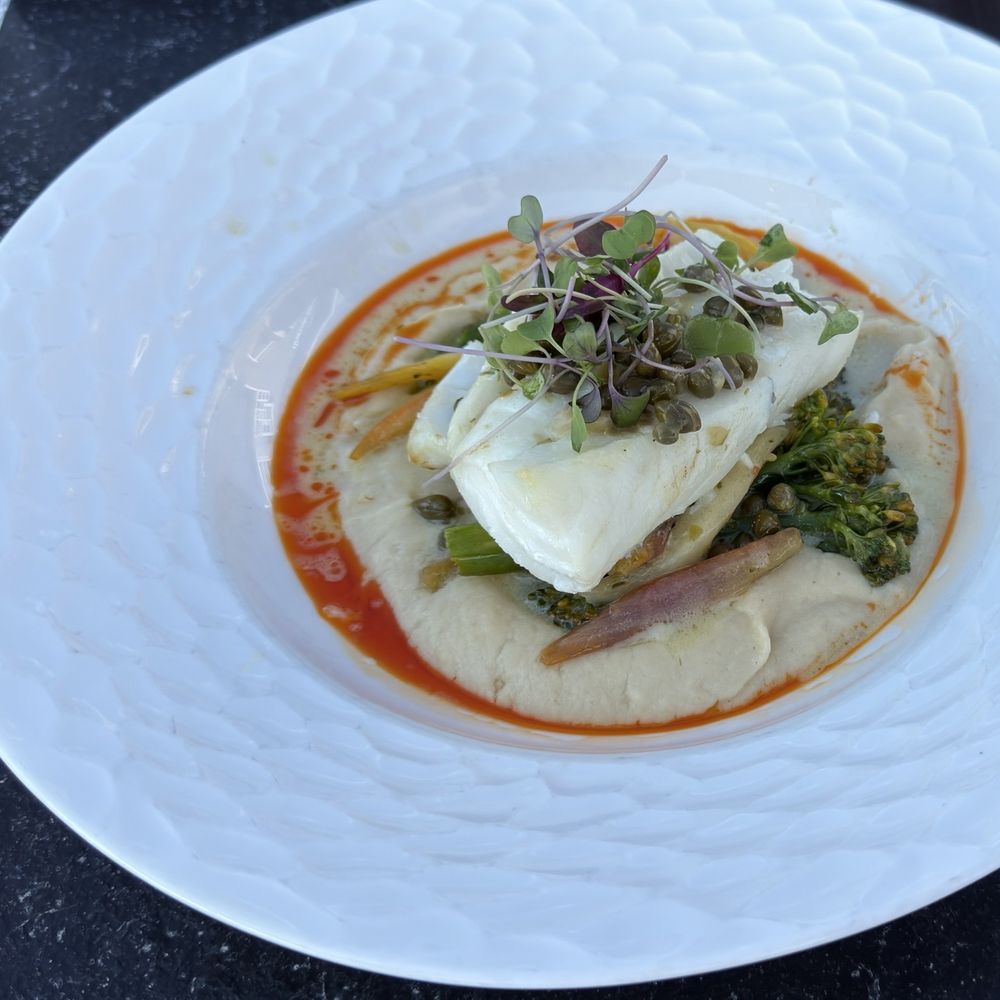 Coastal Prime - Grilled Cod with Celery root purée (AH-amazing!), seasonal vegetables, and lemon caper sauce - Seafood Near Me - Boothbay Harbor, Maine Coastal Prime - Grilled Cod with Celery root purée (AH-amazing!), seasonal vegetables, and lemon caper sauce - Seafood Near Me - Boothbay Harbor, Maine