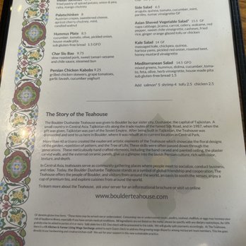 Boulder Dushanbe Teahouse - Menu - Tea Rooms Near Me - Boulder, Colorado Boulder Dushanbe Teahouse - Menu - Tea Rooms Near Me - Boulder, Colorado