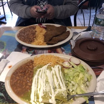 Las Maravillas De Tulcingo - Passaic - Enchiladas verdes and bistec milanesa (breaded steak) with rice and beans! - Mexican Near Me - Passaic, New Jersey