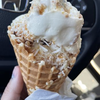 Bruster's Real Ice Cream - Carmel Coconut...... don't mind my bruised thumb lol. This ice cream was divine. - Ice Cream & Frozen Yogurt Near Me - Aptos, California Bruster's Real Ice Cream - Carmel Coconut...... don't mind my bruised thumb lol. This ice cream was divine. - Ice Cream & Frozen Yogurt Near Me - Aptos, California