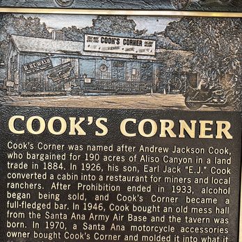 Cook's Corner - Plaque on building and building from a distance - American Near Me - Trabuco Canyon, California Cook's Corner - Plaque on building and building from a distance - American Near Me - Trabuco Canyon, California