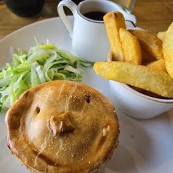 Ship Inn - Steak and ale pie. Flaky crust with lots of steak. Triple cooked chips,crispy outside!