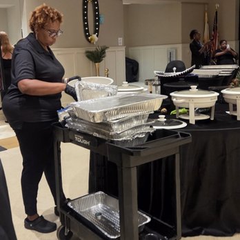 Bright Light Catering - Sloppy buffet setup--kitchen an available in back. guest in front seeing set up. - Food Trucks Near Me Bright Light Catering - Sloppy buffet setup--kitchen an available in back. guest in front seeing set up. - Food Trucks Near Me